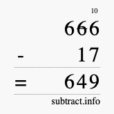 Calculate 666 minus 17 using long subtraction