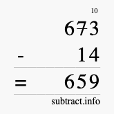 Calculate 673 minus 14 using long subtraction