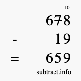 Calculate 678 minus 19 using long subtraction