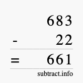 Calculate 683 minus 22 using long subtraction