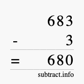 Calculate 683 minus 3 using long subtraction
