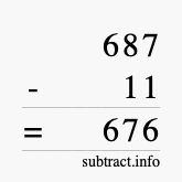 Calculate 687 minus 11 using long subtraction