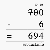 Calculate 700 minus 6 using long subtraction
