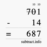 Calculate 701 minus 14 using long subtraction Calculate 701 minus 14 using long subtraction