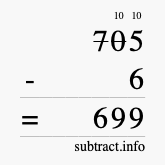 Calculate 705 minus 6 using long subtraction