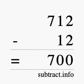 Calculate 712 minus 12 using long subtraction