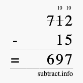 Calculate 712 minus 15 using long subtraction