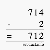 Calculate 714 minus 2 using long subtraction