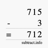 Calculate 715 minus 3 using long subtraction Calculate 715 minus 3 using long subtraction