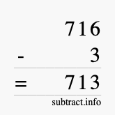 Calculate 716 minus 3 using long subtraction