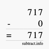 Calculate 717 minus 0 using long subtraction