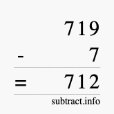 Calculate 719 minus 7 using long subtraction