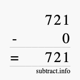 Calculate 721 minus 0 using long subtraction