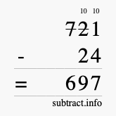 Calculate 721 minus 24 using long subtraction