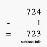 Calculate 724 minus 1 using long subtraction