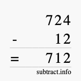 Calculate 724 minus 12 using long subtraction