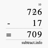 Calculate 726 minus 17 using long subtraction