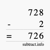 Calculate 728 minus 2 using long subtraction