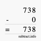 Calculate 738 minus 0 using long subtraction