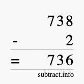 Calculate 738 minus 2 using long subtraction