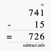 Calculate 741 minus 15 using long subtraction