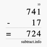 Calculate 741 minus 17 using long subtraction