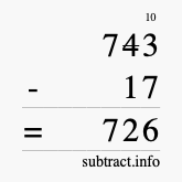 Calculate 743 minus 17 using long subtraction
