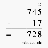 Calculate 745 minus 17 using long subtraction