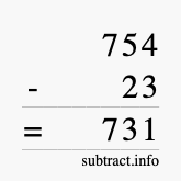 Calculate 754 minus 23 using long subtraction Calculate 754 minus 23 using long subtraction