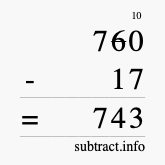 Calculate 760 minus 17 using long subtraction