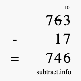 Calculate 763 minus 17 using long subtraction