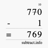 Calculate 770 minus 1 using long subtraction