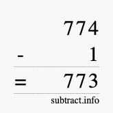 Calculate 774 minus 1 using long subtraction
