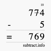 Calculate 774 minus 5 using long subtraction