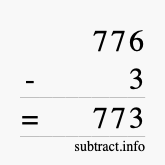 Calculate 776 minus 3 using long subtraction