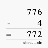 Calculate 776 minus 4 using long subtraction