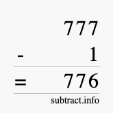 Calculate 777 minus 1 using long subtraction