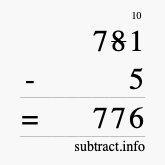 Calculate 781 minus 5 using long subtraction