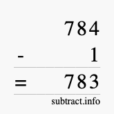 Calculate 784 minus 1 using long subtraction