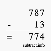 Calculate 787 minus 13 using long subtraction