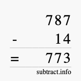 Calculate 787 minus 14 using long subtraction