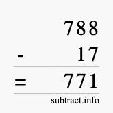 Calculate 788 minus 17 using long subtraction