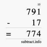Calculate 791 minus 17 using long subtraction