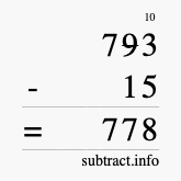 Calculate 793 minus 15 using long subtraction