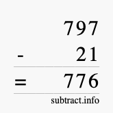 Calculate 797 minus 21 using long subtraction