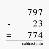 Calculate 797 minus 23 using long subtraction Calculate 797 minus 23 using long subtraction