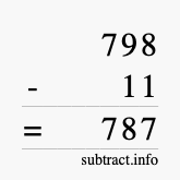 Calculate 798 minus 11 using long subtraction