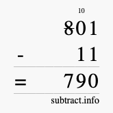 Calculate 801 minus 11 using long subtraction