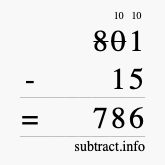 Calculate 801 minus 15 using long subtraction
