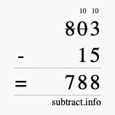 Calculate 803 minus 15 using long subtraction